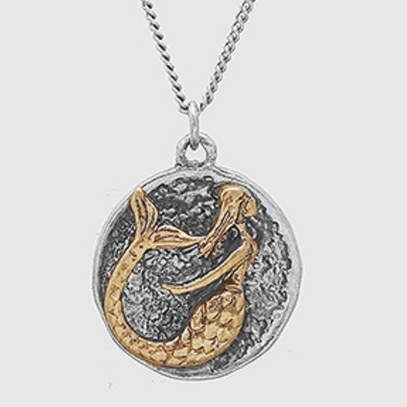Mermaid Two Tone Pendant Necklace Set in Silver - Picture 3 of 3
